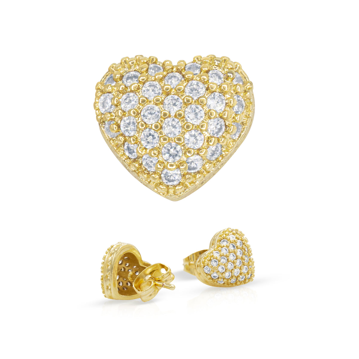 Triangle 14K Gold Filled Silver Earrings Cubic Zirconia Hip Hop Studs – JB  Jewelry BLVD