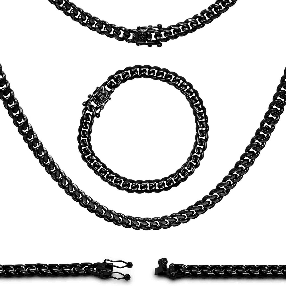 Dark Cuban Link Chain Necklace - Black Chain for Men by Talisa Jewelry