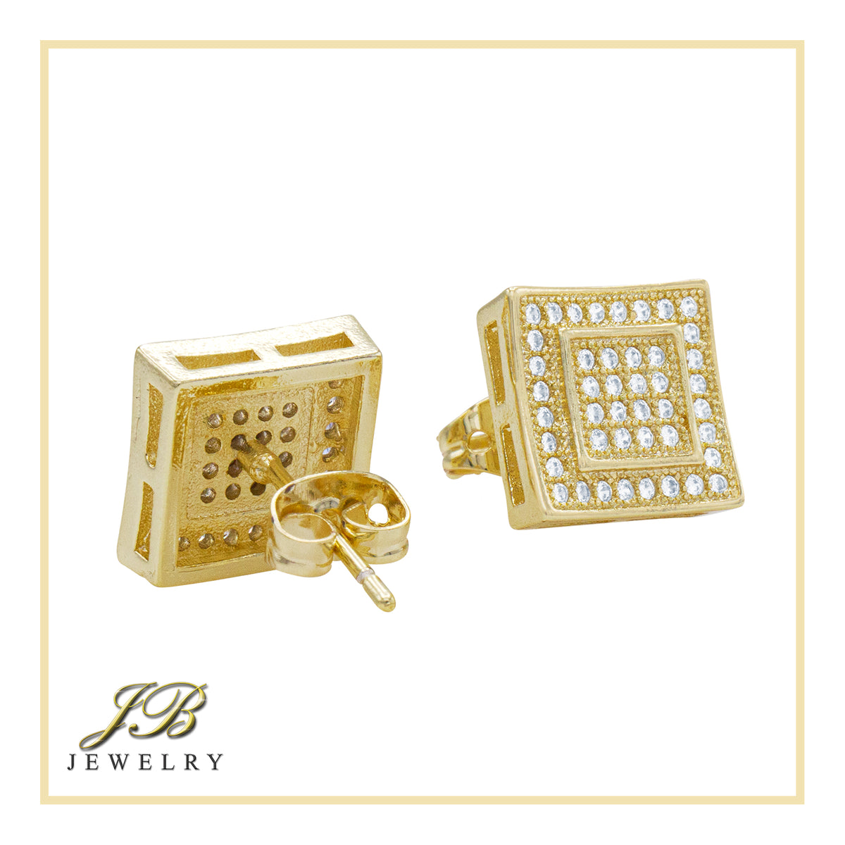 Triangle 14K Gold Filled Silver Earrings Cubic Zirconia Hip Hop Studs – JB  Jewelry BLVD