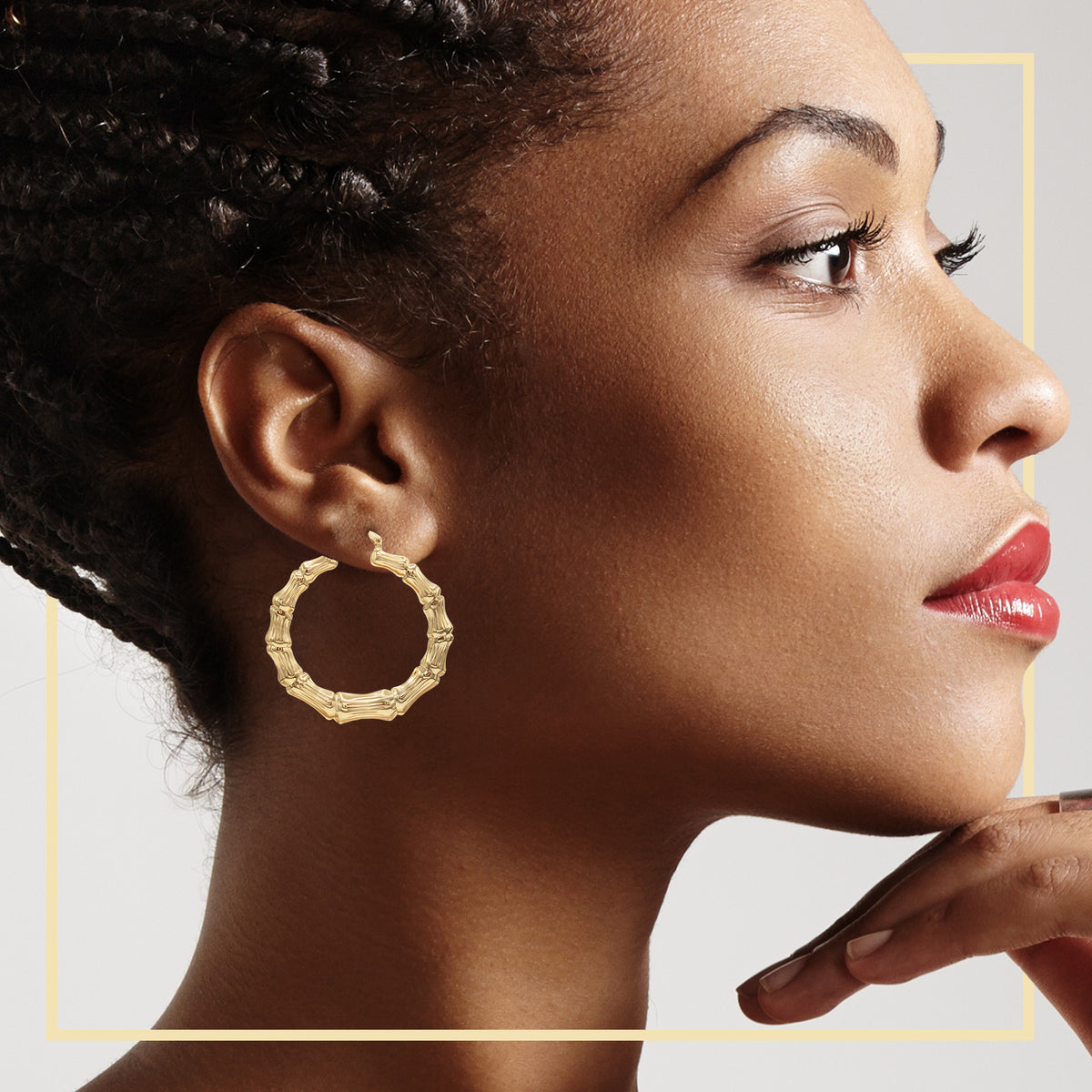 Gold 14k bamboo hoops earrings – AJ Apparels