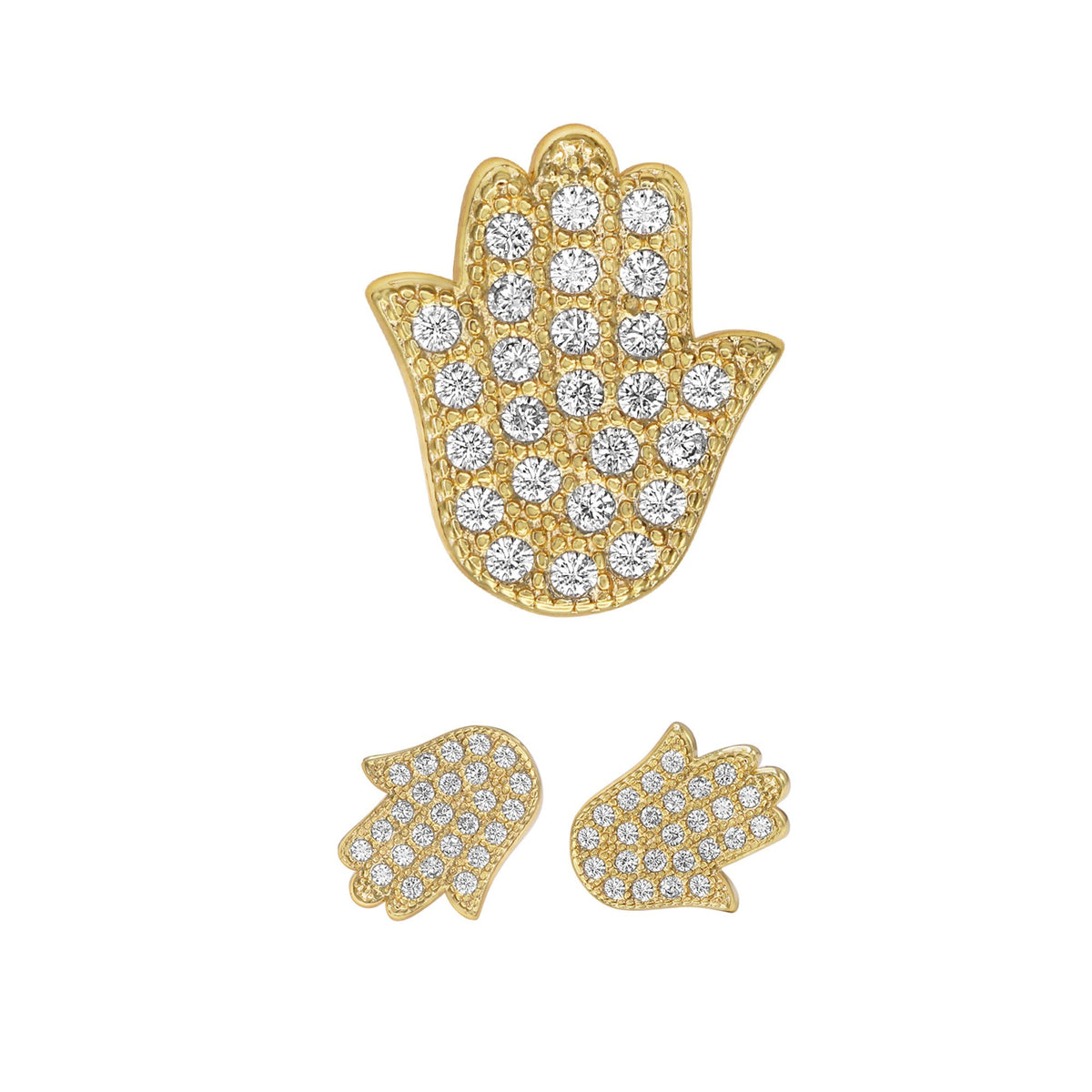 AT Jewellery - 18K Gold Filled GF Ladies Hand shops Of Fatima CZ Stud Earrings