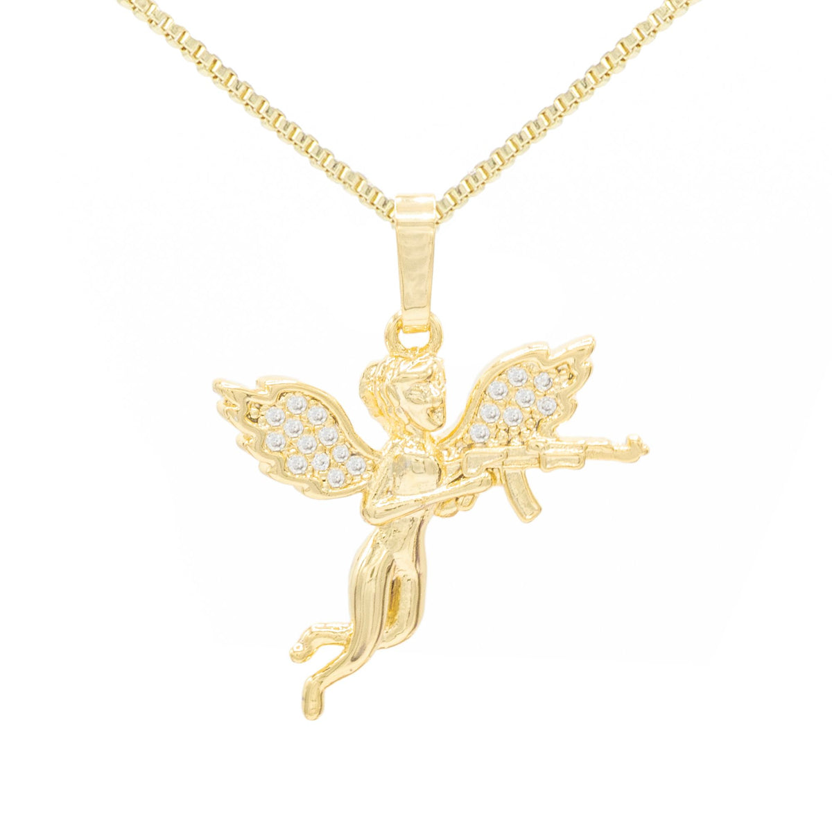 14k gold clearance angel necklace