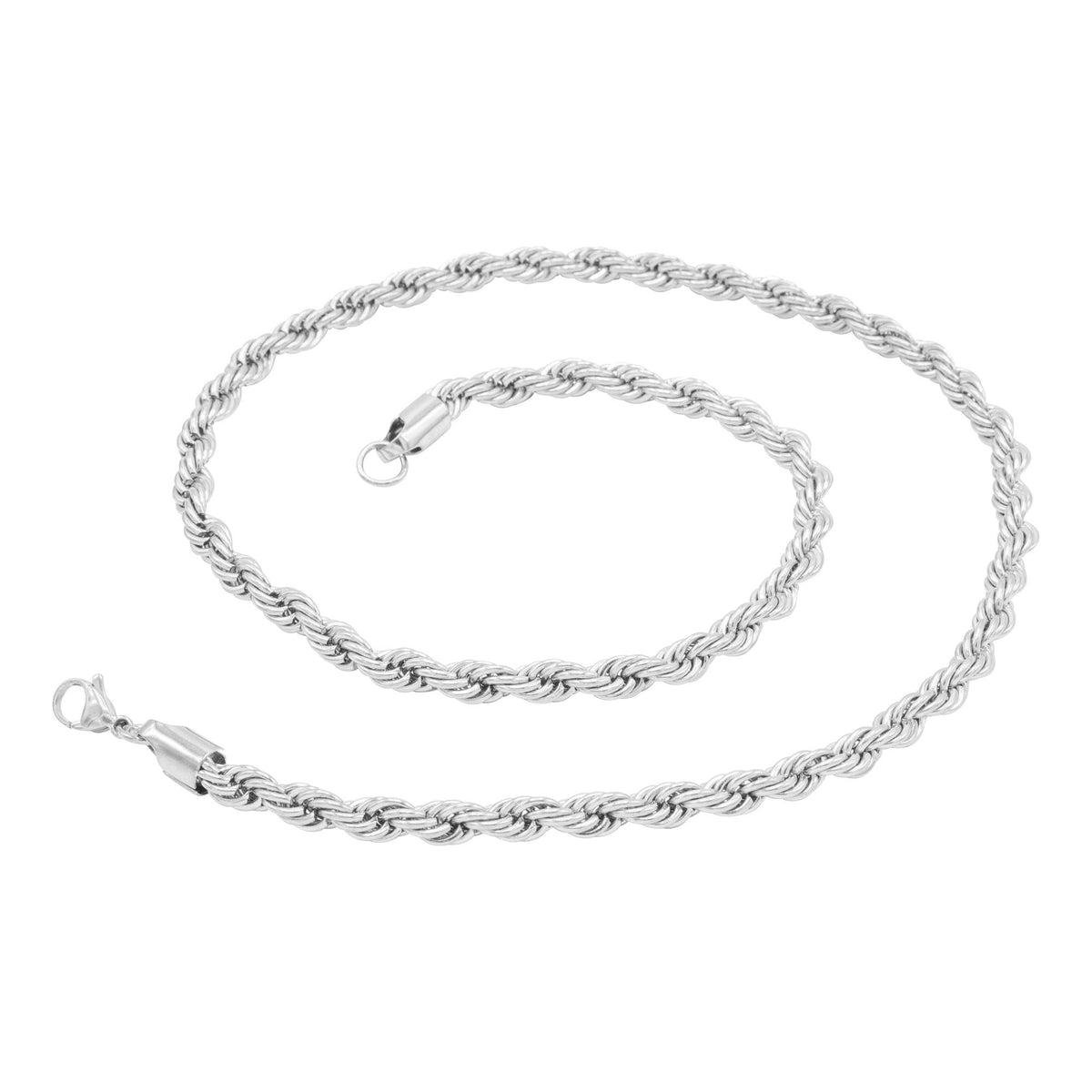 Silver Rope Chain Twisted Link Necklace for Men 18