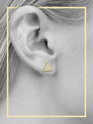 Triangle 14K Gold Filled Silver Earrings Cubic Zirconia Hip Hop Studs – JB  Jewelry BLVD