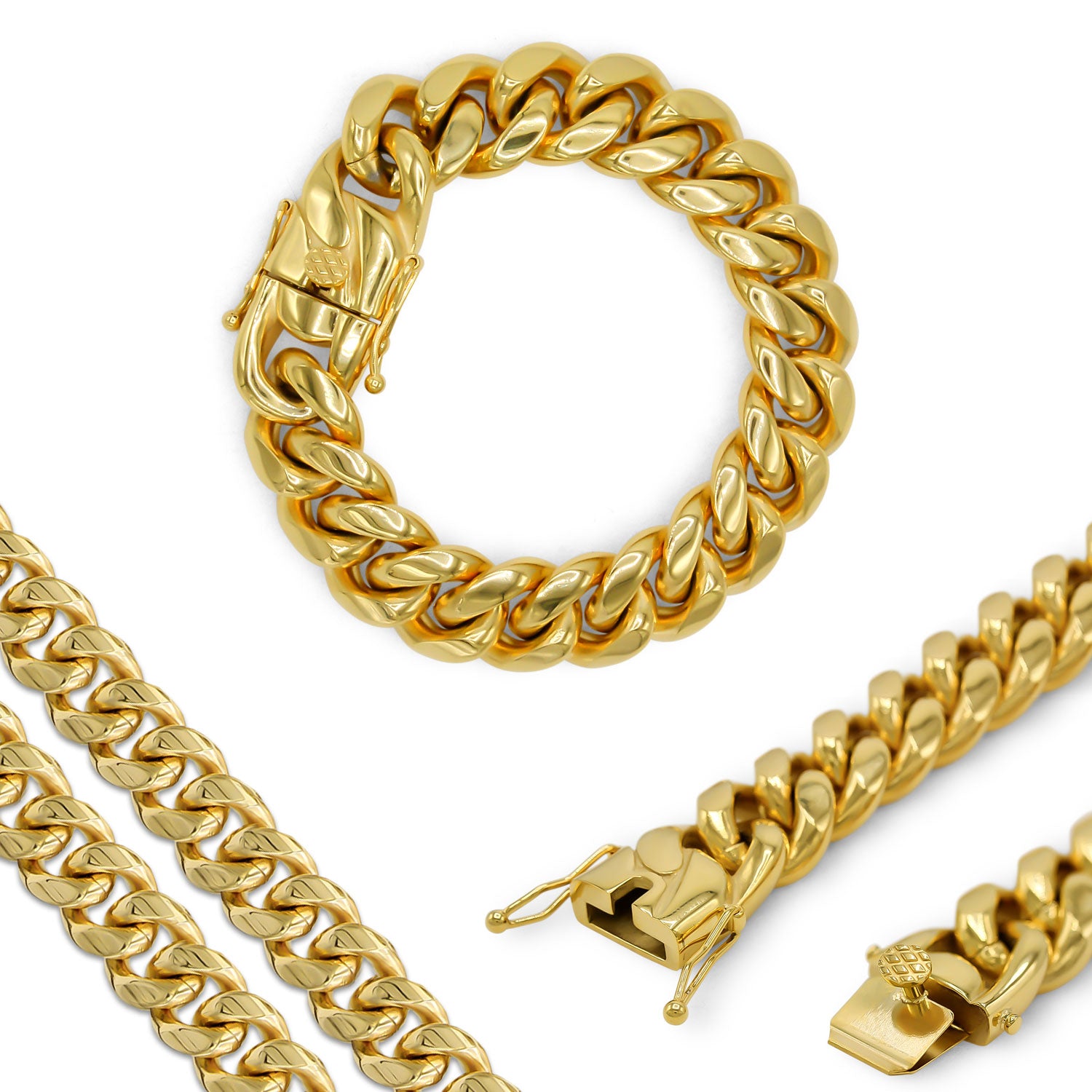 Twistedpendant Men's 18K Gold Cuban Link Bracelet