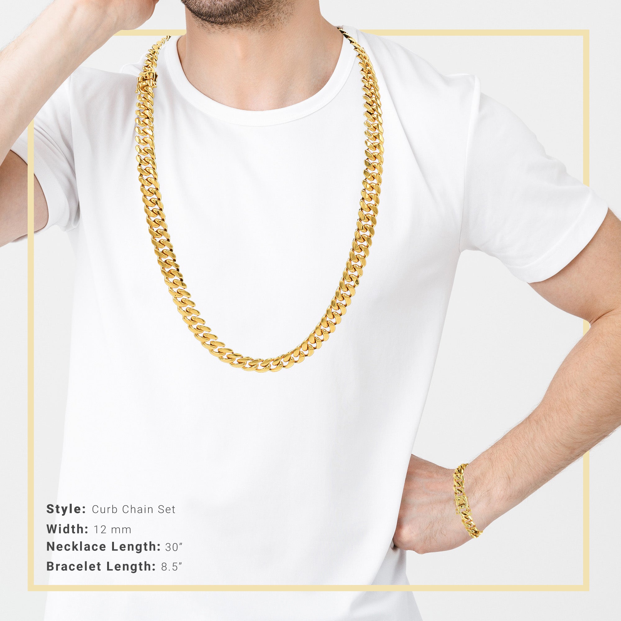Men's Miami Cuban Link Chain Necklace 14K Silver 5X -  Denmark