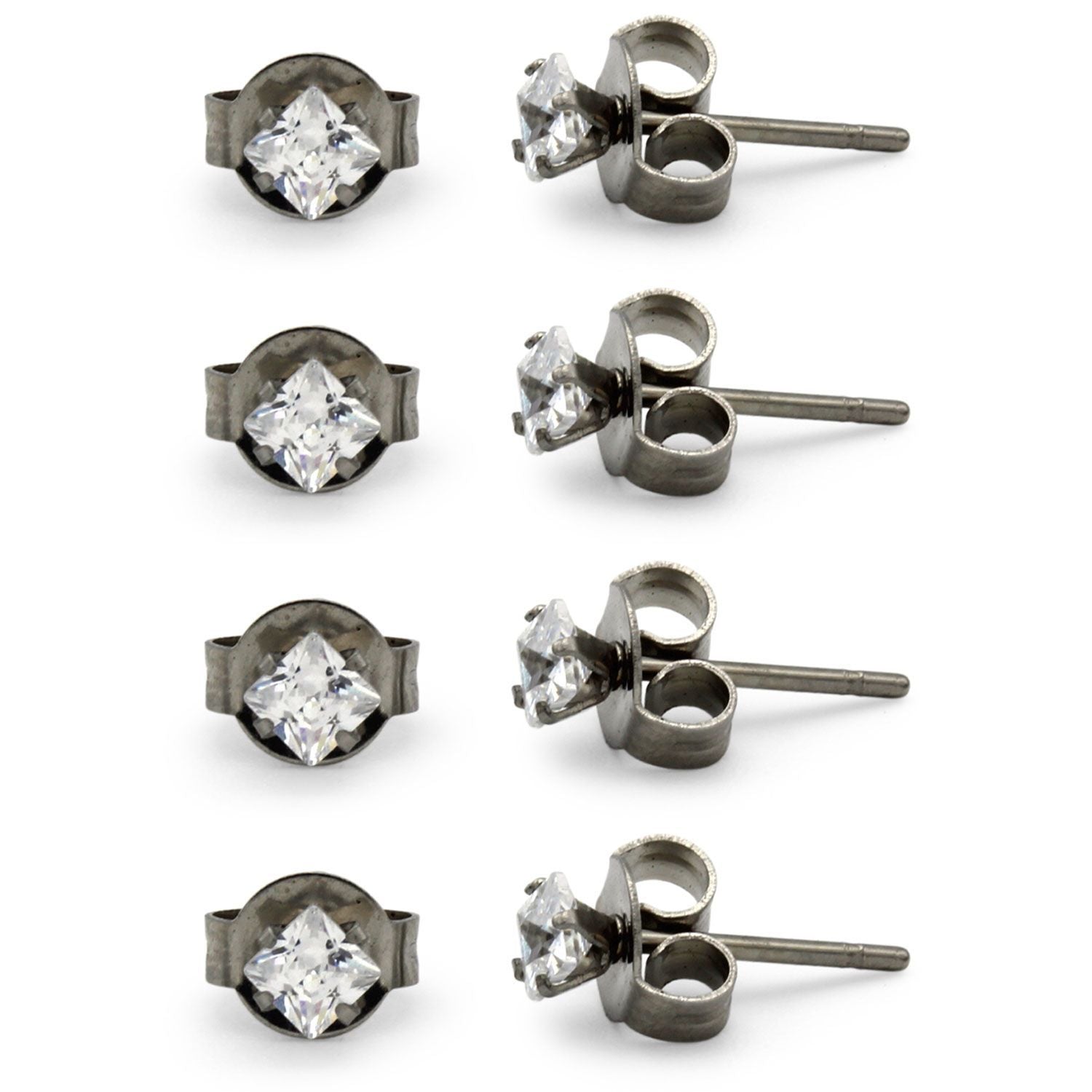 Small Diamond Stud Earrings 6 Pairs Tiny Diamond Earrings Studs Set Cubic  Zirconia Earrings Studs Round Square Diamond Stud Earrings for Men Women