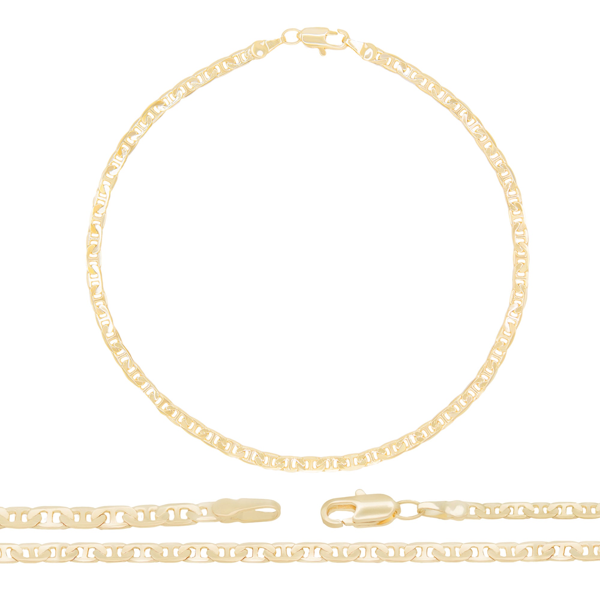 14K Gold Filled Anklet Diamond Cut Mariner Chain Anklet 10