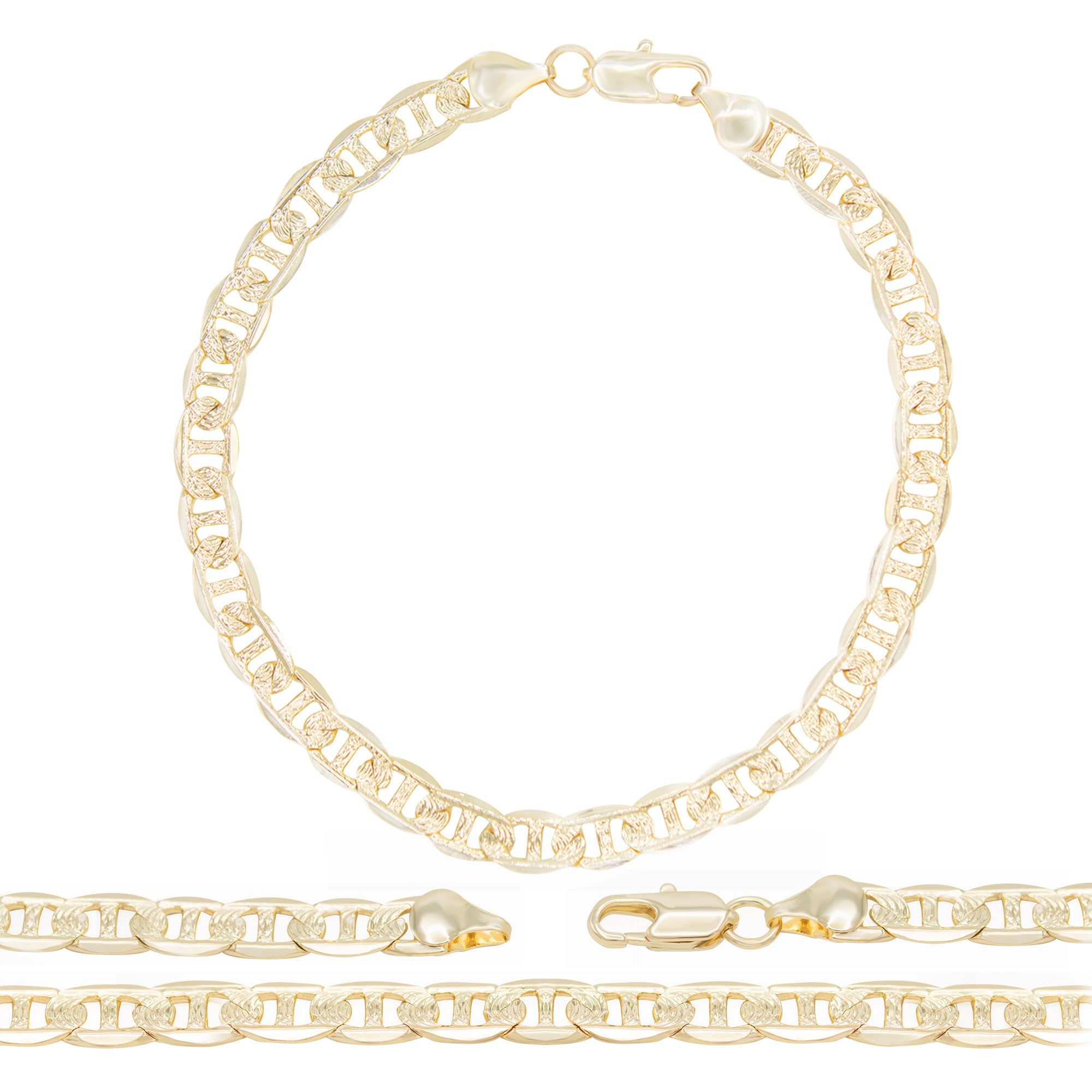 14K Gold Filled Anklet Diamond Cut Mariner Chain Anklet 10" Women Jewelry