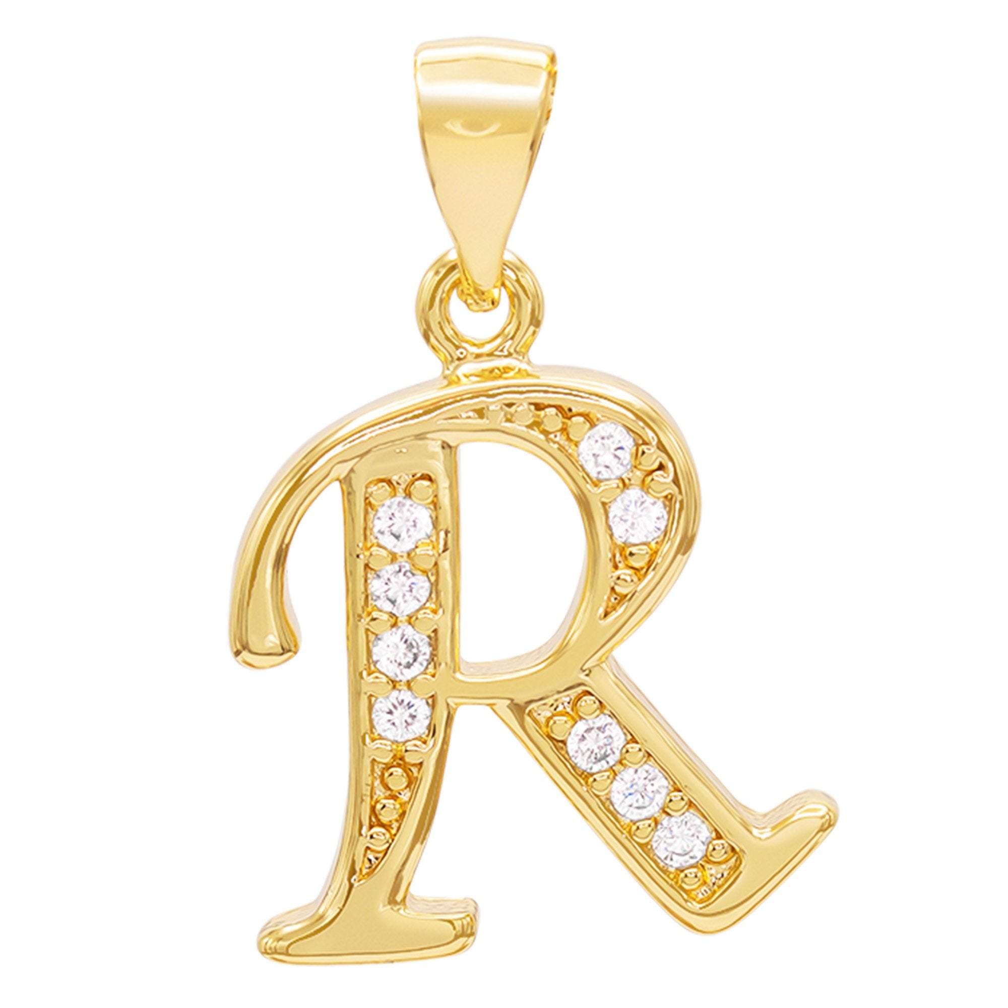 Alphabet Charms, Gold-Finished Topaz Czech Rhinestone Letter R 17.8x12.74mm  pack Of 2pcs 