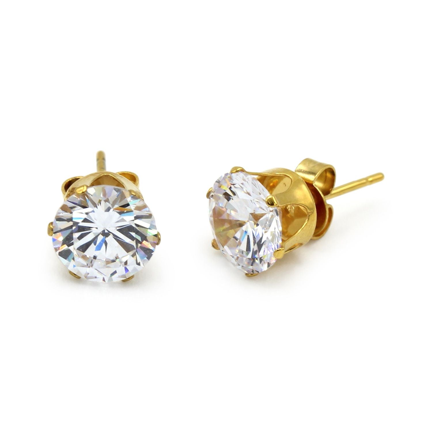 Large Round Elegant 18ct Gold Plated Stud Earrings – The Colourful
